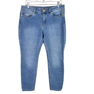 Womens Michael Kors Mid-Rise Skinny Denim Blue Jeans Cotton Blend Stretch 10